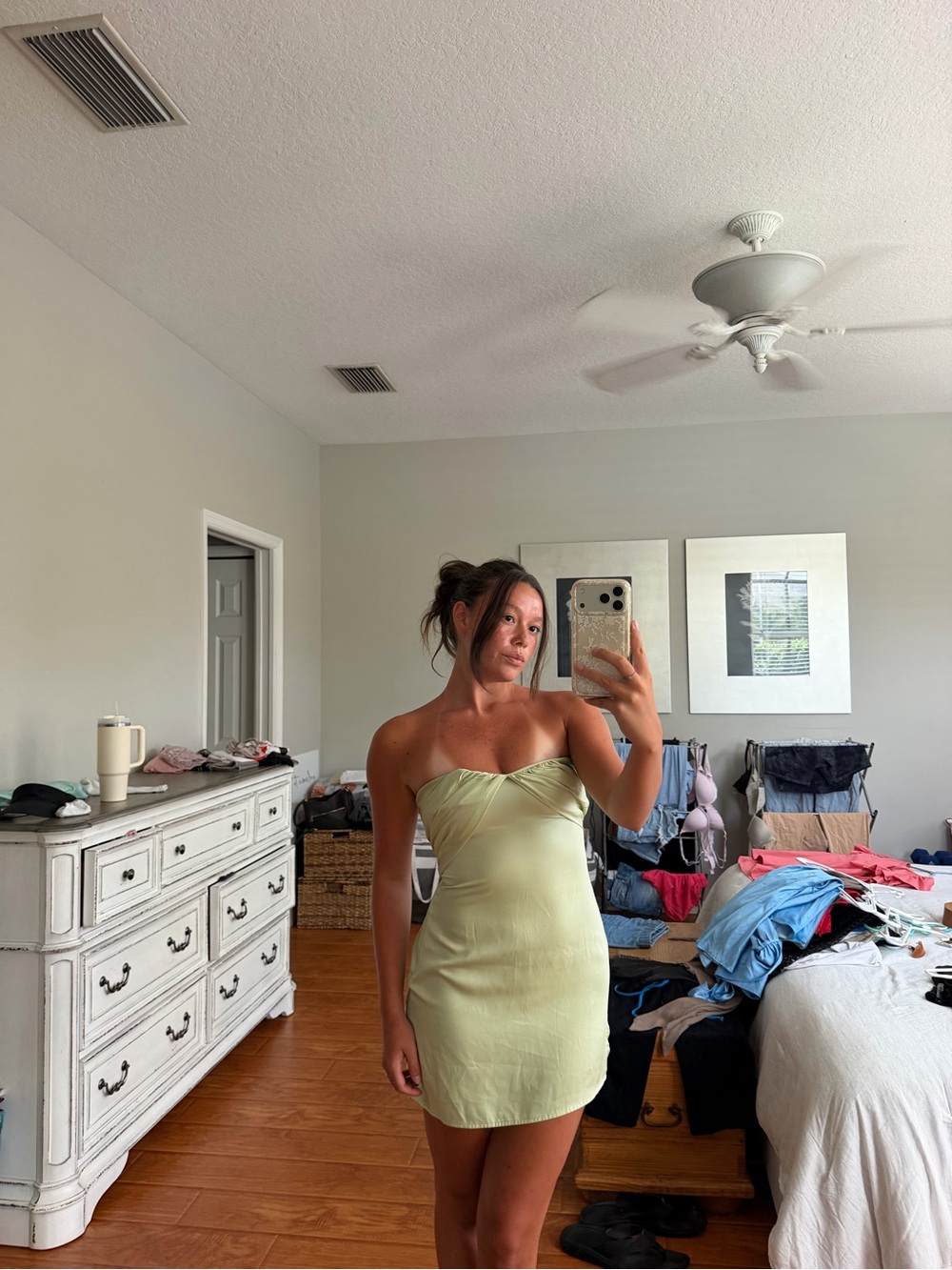 Princess Polly Strapless Sage Green Mini Dress
